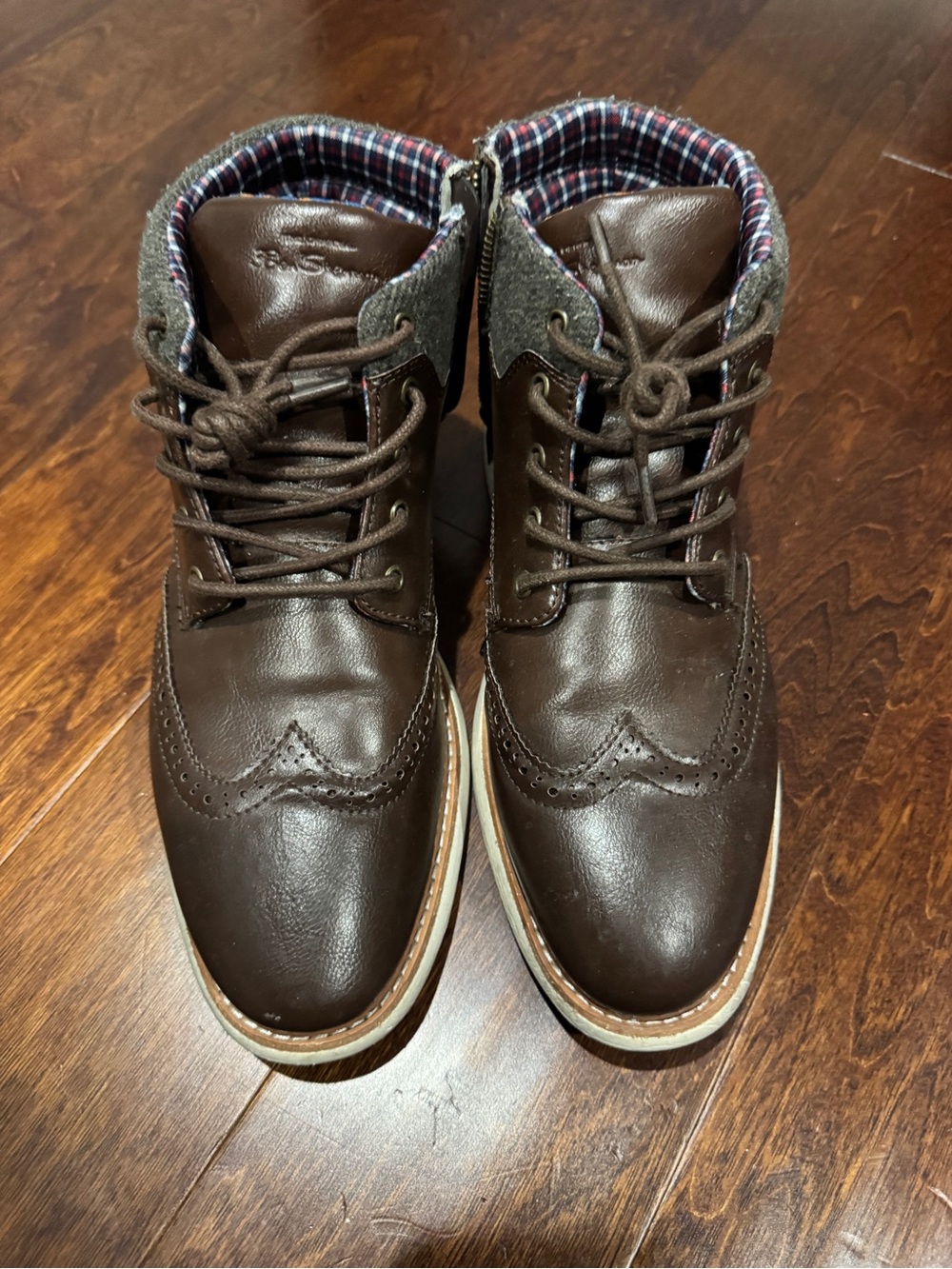Ben Sherman Brown Leather Wingtip Derby Boots